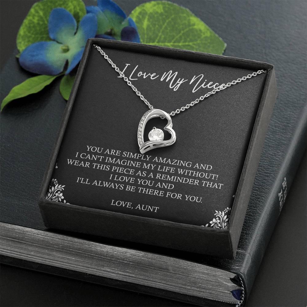 To My Niece  Gifts, You Are Simply Amazing, Forever Love Heart Necklace For Women, Birthday Present Idea From Aunt