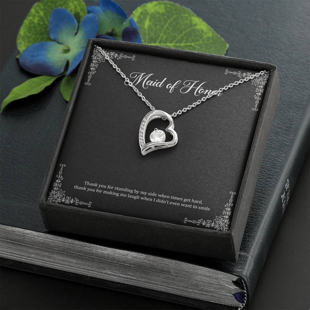 To My Maid of Honor Gifts, Thank You for Standing By My Side, Forever Love Heart Necklace For Women, Wedding Day Thank You Ideas From Bride