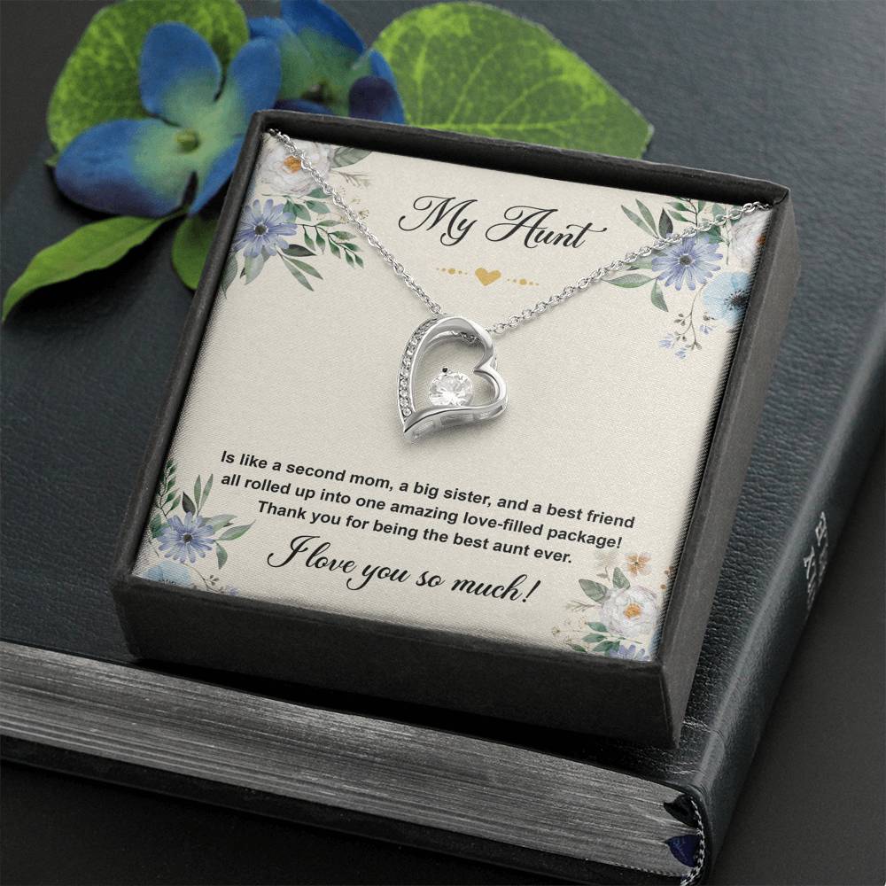 To My Aunt Gifts, Second Mom, Forever Love Heart Necklace For Women, Aunt Birthday Present From Niece Nephew