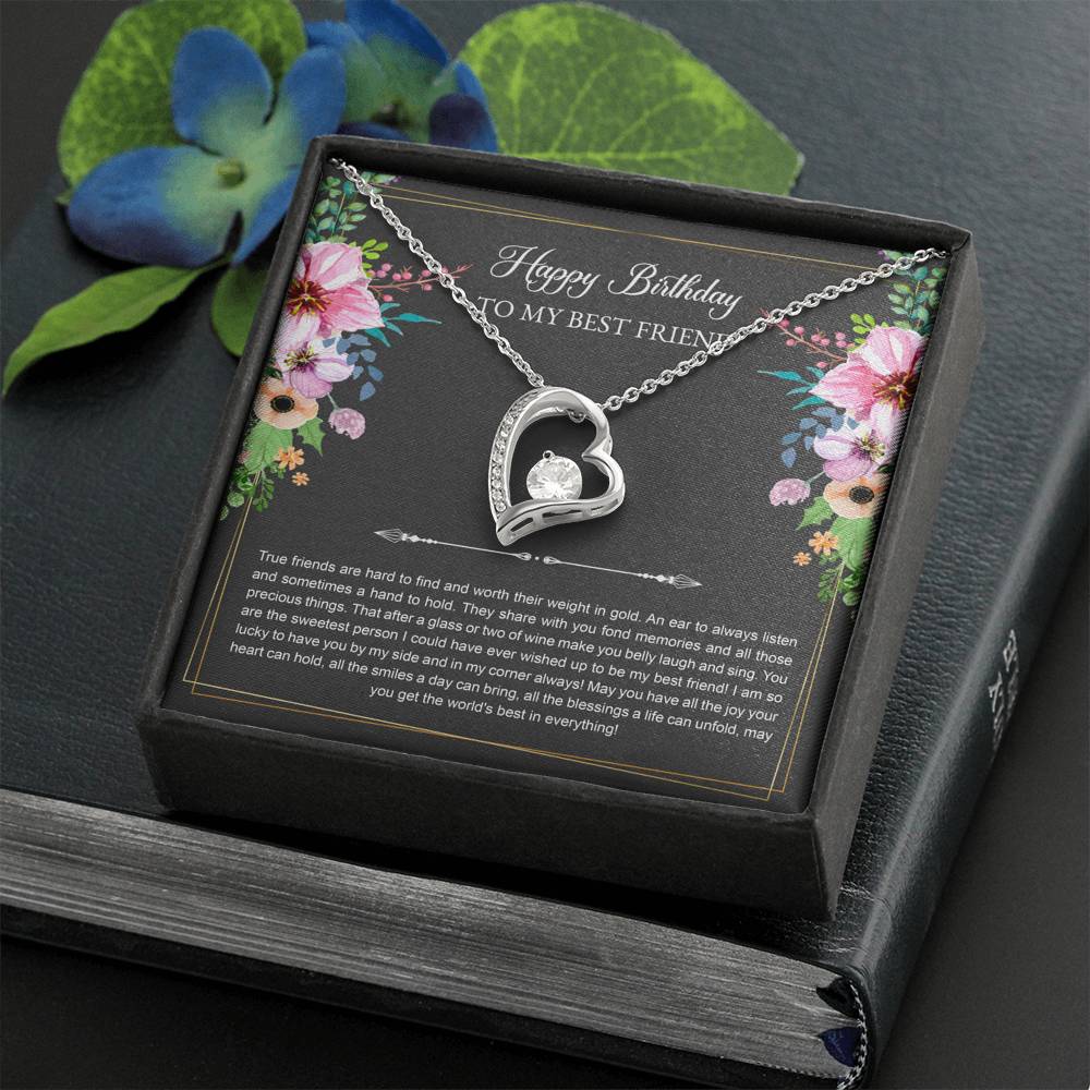 Birthday Gifts For Women, Lucky To Have You, Forever Love Heart Necklace, Happy Birthday Message Card Jewelry For Best Friend