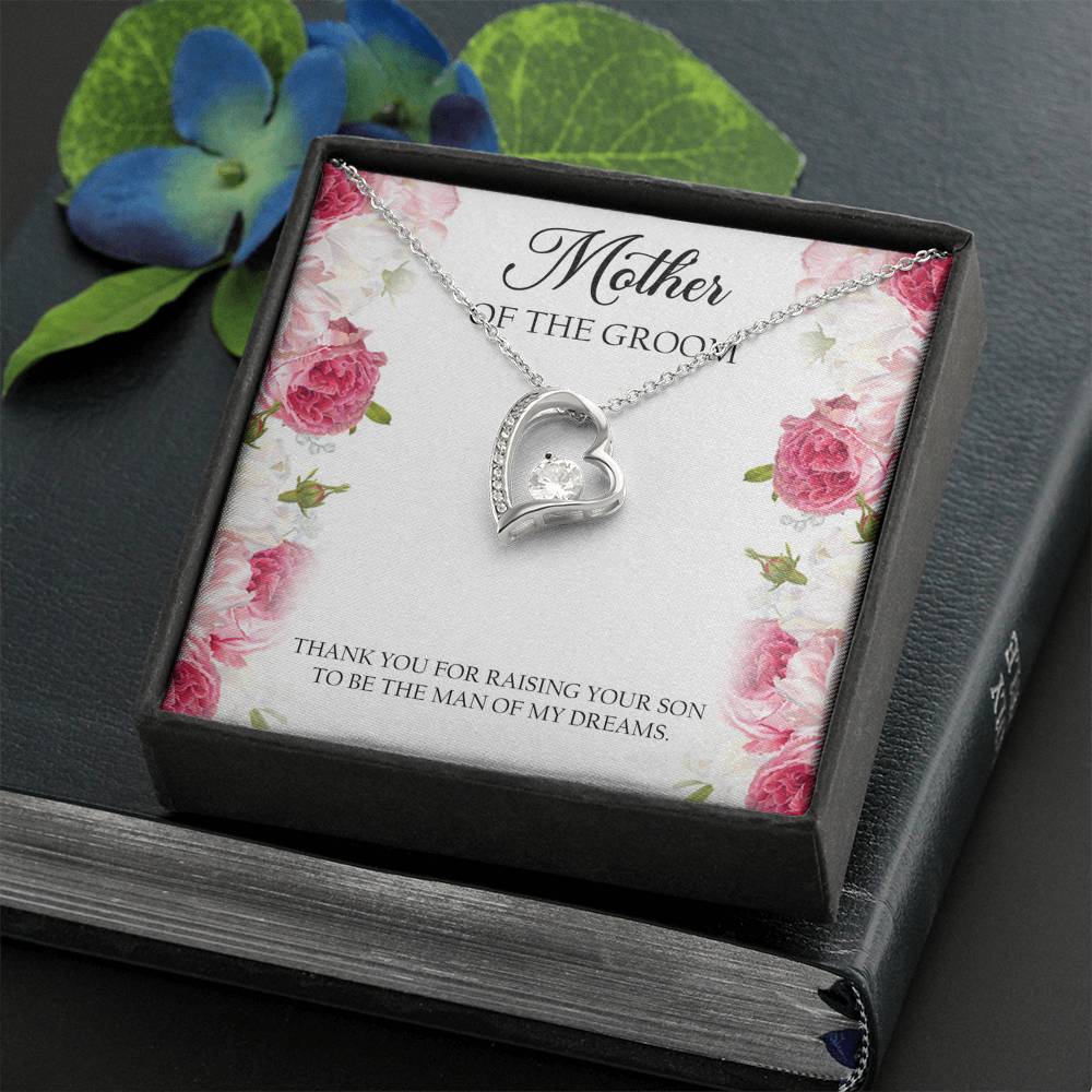Mom of the Groom Gifts, Thank You For Raising Your Son, Forever Love Heart Necklace For Women, Wedding Day Thank You Ideas From Bride