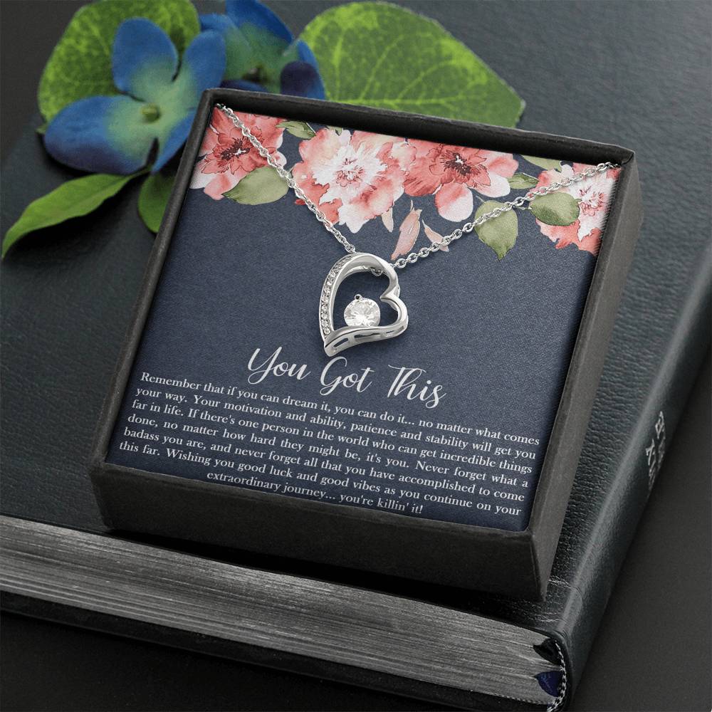 Encouragement Gifts, You Got This, Motivational Forever Love Heart Necklace For Women, Sympathy Inspiration Friendship Present