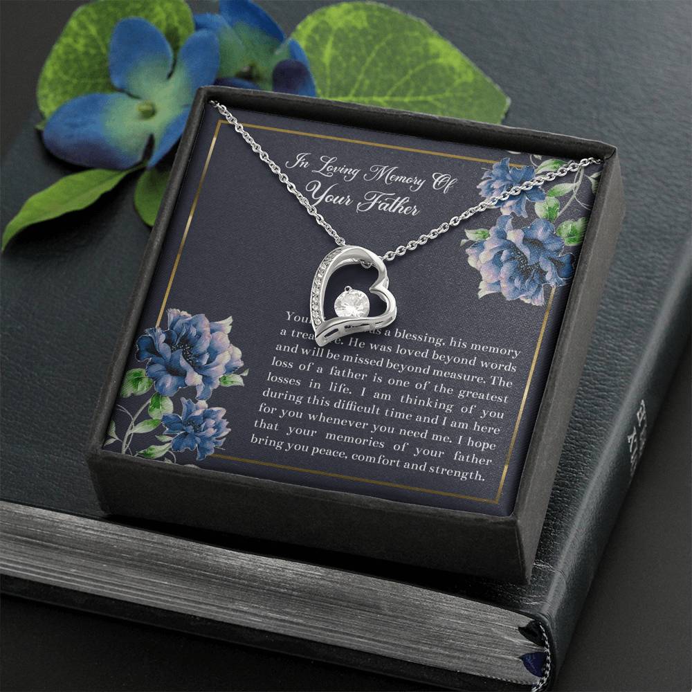 Loss of Father Gifts, In Loving Memory, Sympathy Forever Love Heart Necklace For Loss of Father, Memorial Sorry For Your Loss Present