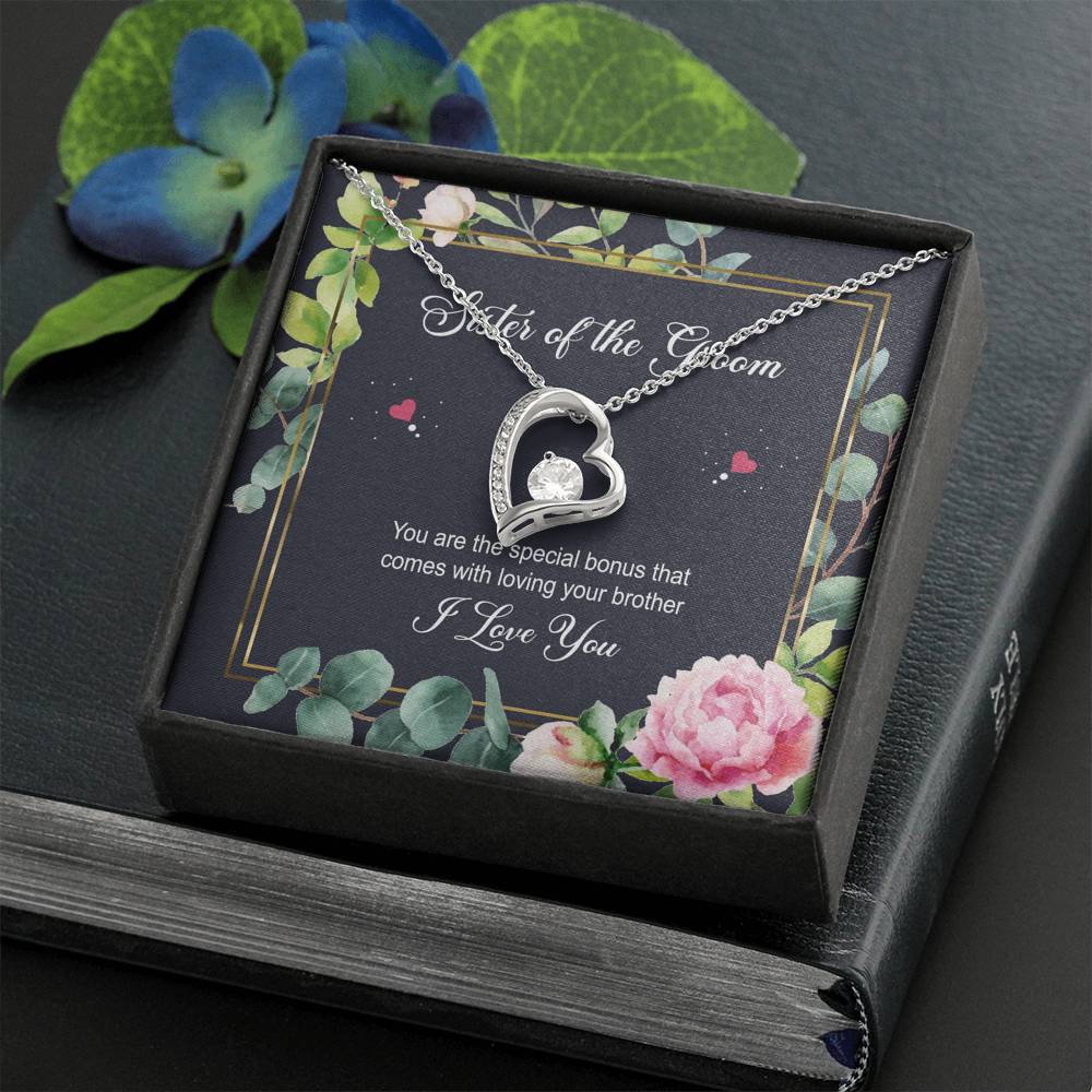 Sister of the Groom Gifts, You Are The Special Bonus, Forever Love Heart Necklace For Women, Wedding Day Thank You Ideas From Bride