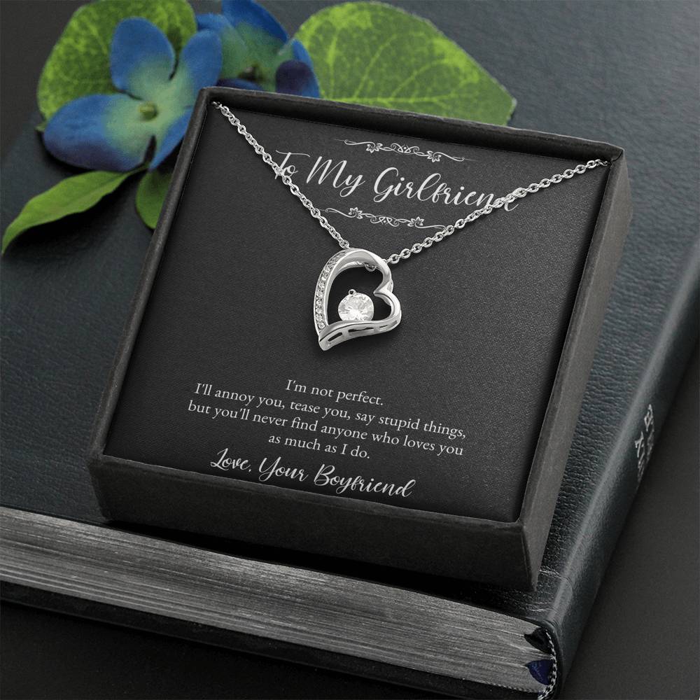 To My Girlfriend, I Am Not Perfect, Forever Love Heart Necklace For Women, Anniversary Birthday Valentines Day Gifts From Boyfriend