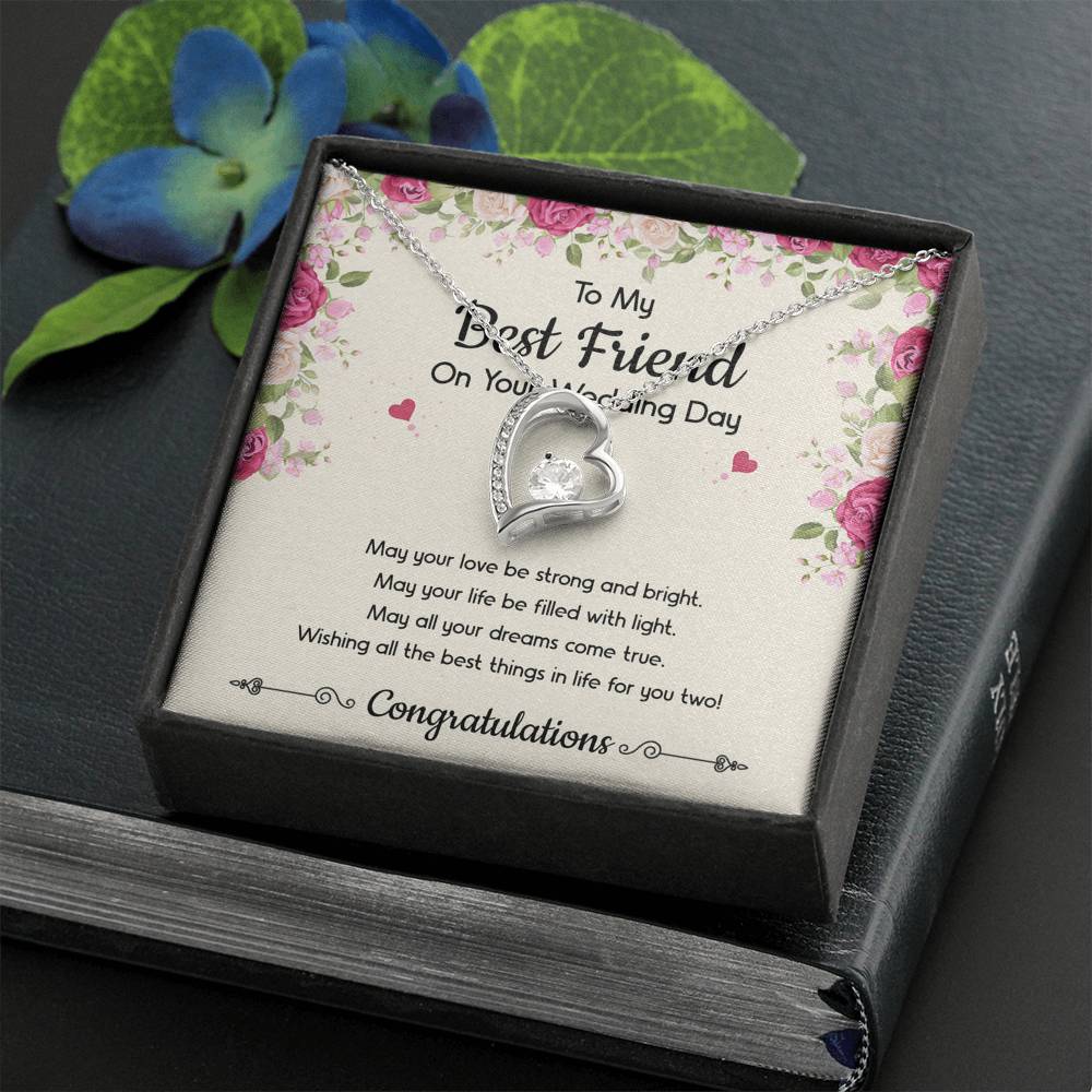 Bride Gifts, May Your Love Be Strong And Bright, Forever Love Heart Necklace For Women, Wedding Day Thank You Ideas From Best Friend