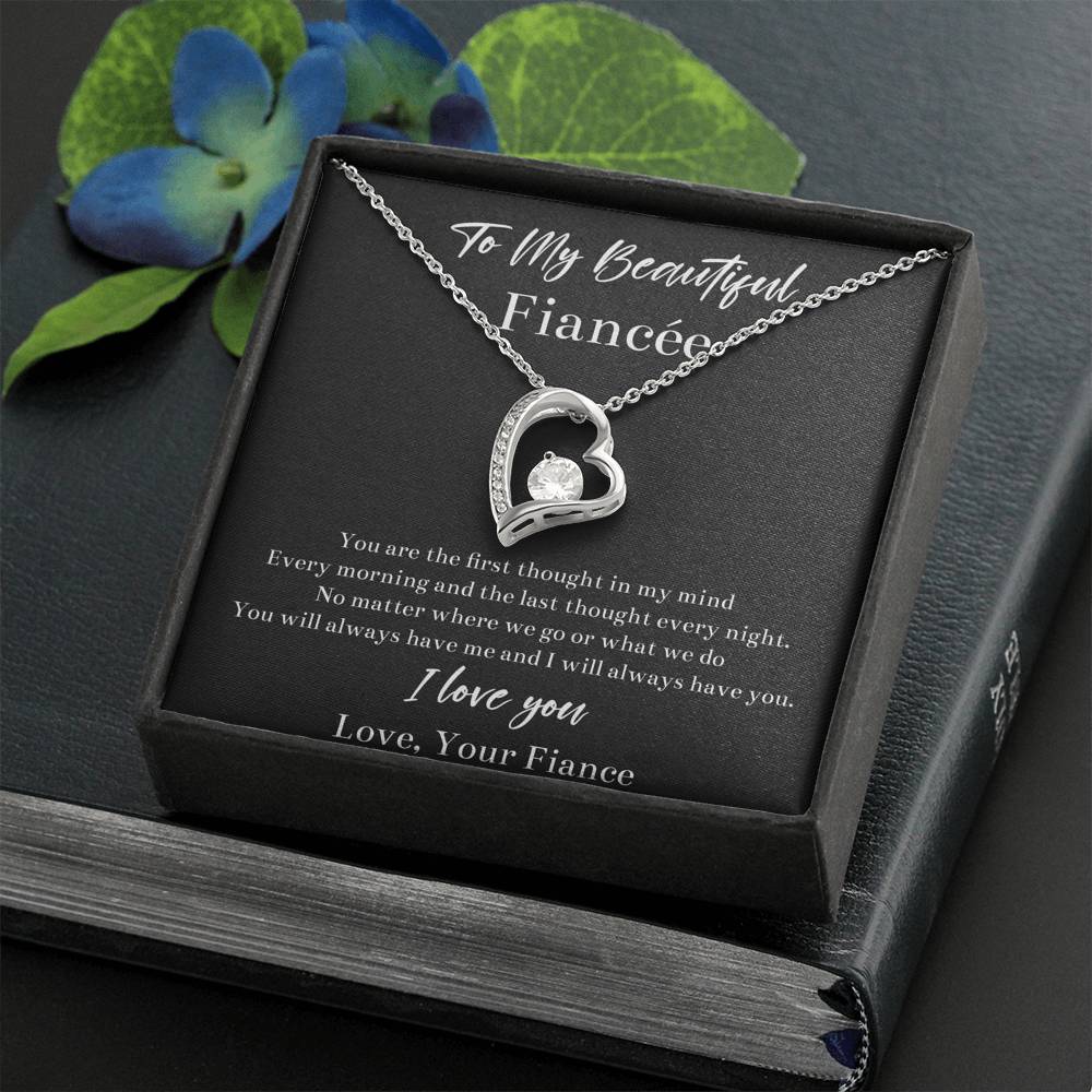 To My Fiancée, You Will Always Have Me, Forever Love Heart Necklace For Women, Anniversary Birthday Valentines Day Gifts From Fiancé