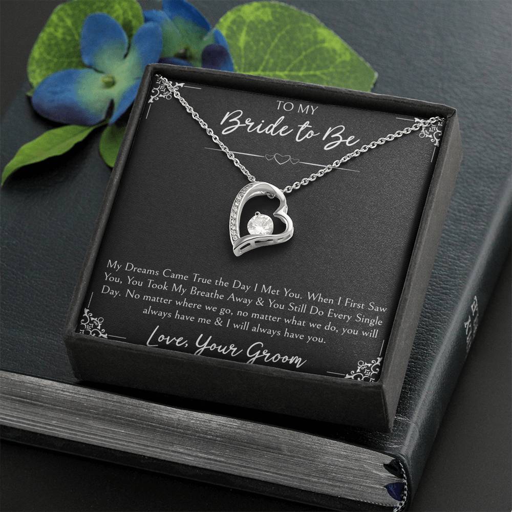 To My Bride  Gifts, My Dreams Came True, Forever Love Heart Necklace For Women, Wedding Day Thank You Ideas From Groom