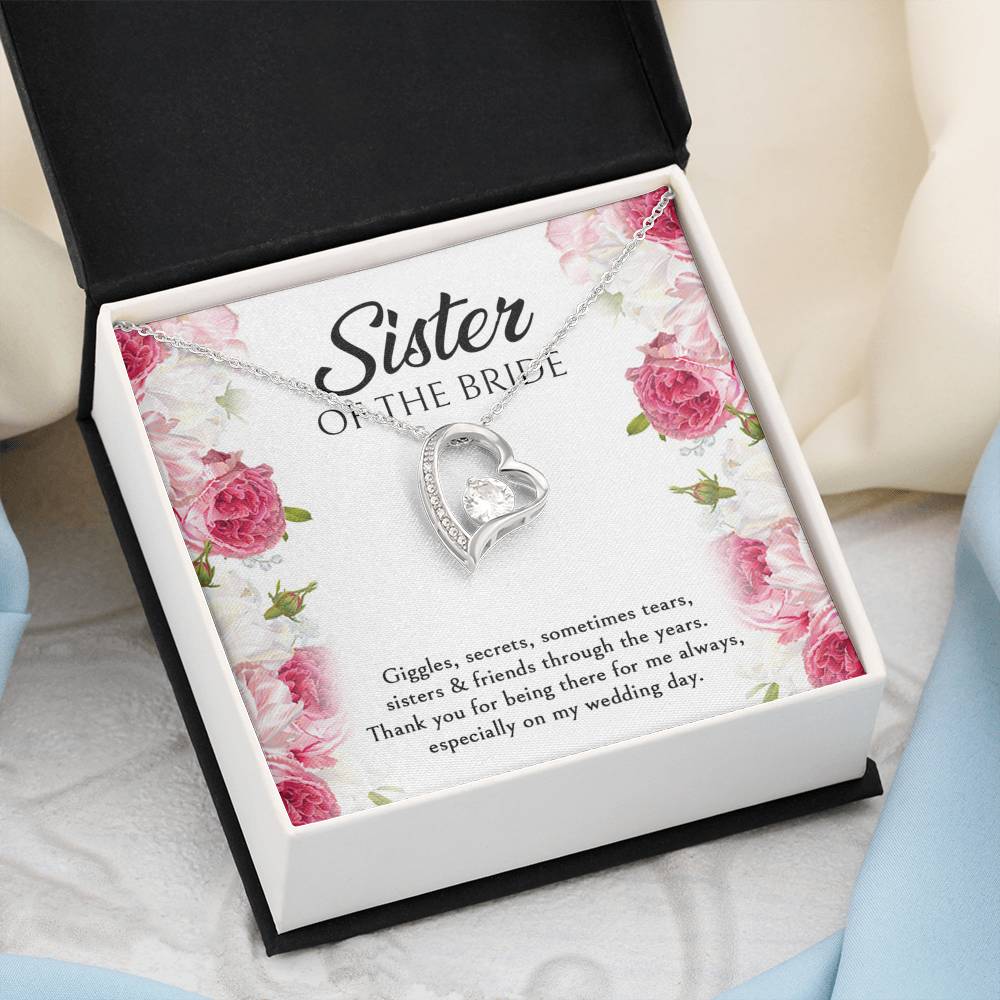 Sister of the Bride Gifts, Thanks For Being There, Forever Love Heart Necklace For Women, Wedding Day Thank You Ideas From Bride