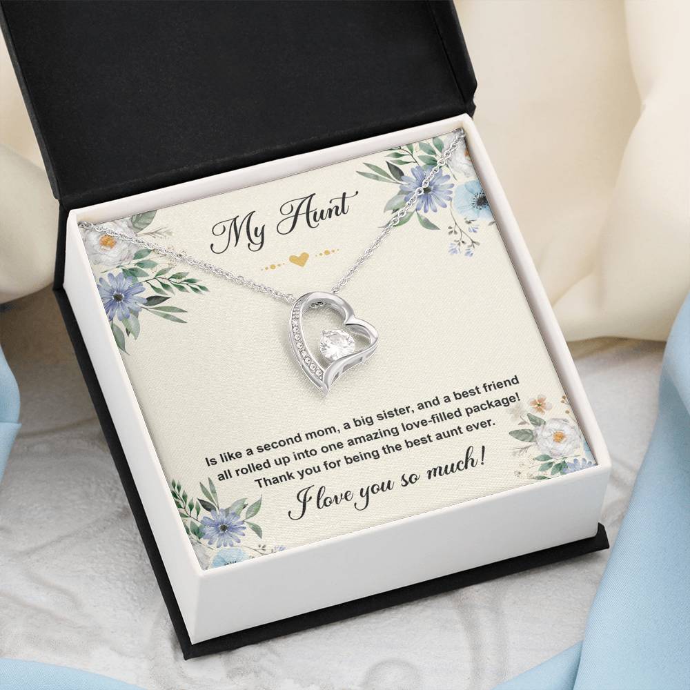 To My Aunt Gifts, Second Mom, Forever Love Heart Necklace For Women, Aunt Birthday Present From Niece Nephew