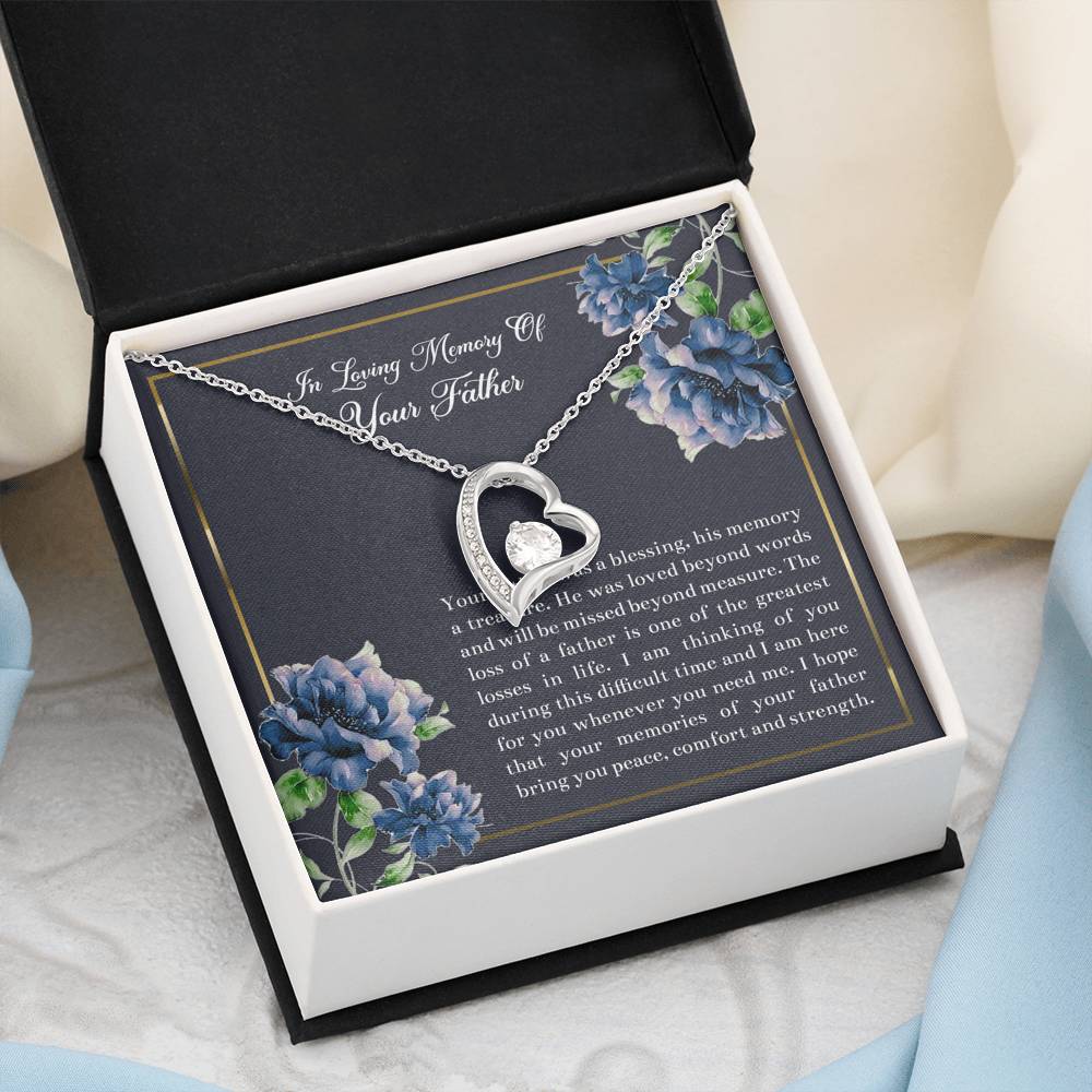 Loss of Father Gifts, In Loving Memory, Sympathy Forever Love Heart Necklace For Loss of Father, Memorial Sorry For Your Loss Present