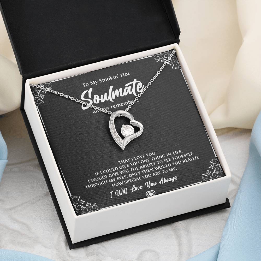 To My Soulmate, Smokin Hot Soulmate, Forever Love Heart Necklace For Girlfriend, Anniversary Birthday Valentines Day Gifts From Boyfriend