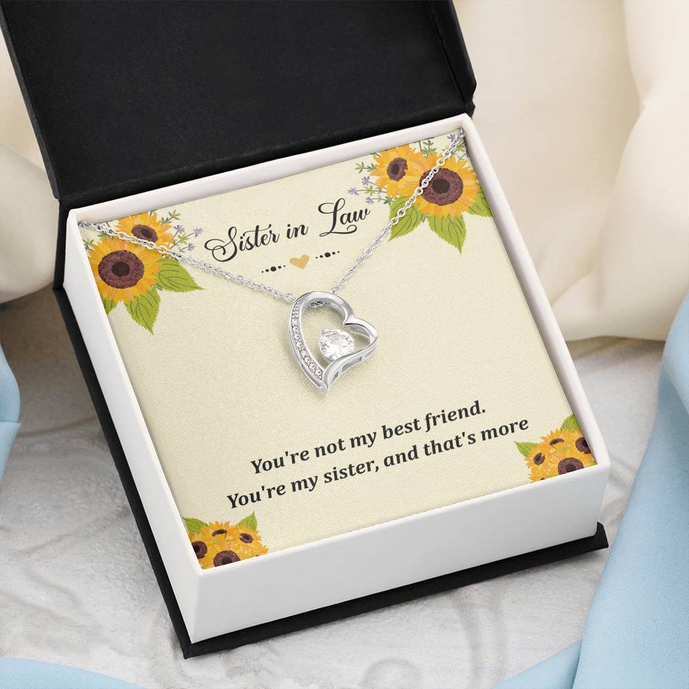 To My Sister-in-law Gifts, You're Not My Best Friend, Forever Love Heart Necklace For Women, Birthday Present Idea From Sister
