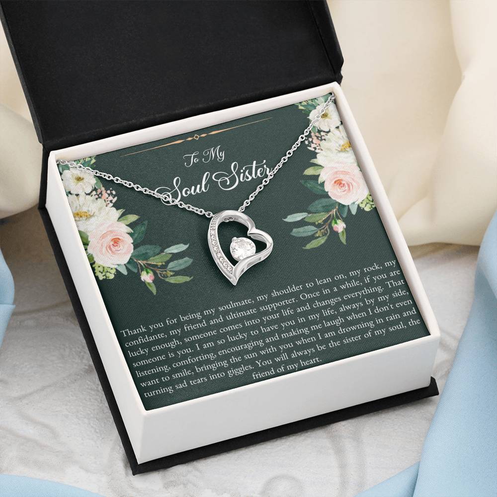 To My Best Friend Gifts, To My Soul Sister, Forever Love Heart Necklace For Women, Birthday Present Idea From Bestie