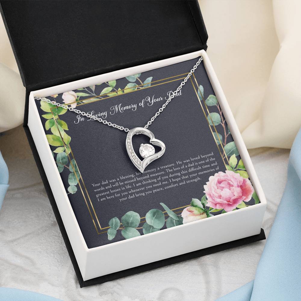 Loss of Dad Gifts, In Loving Memory, Sympathy Forever Love Heart Necklace For Loss of Dad, Memorial Sorry For Your Loss Present