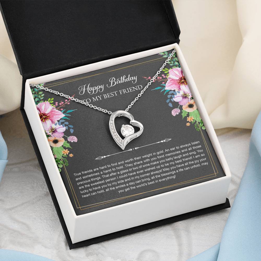 Birthday Gifts For Women, Lucky To Have You, Forever Love Heart Necklace, Happy Birthday Message Card Jewelry For Best Friend