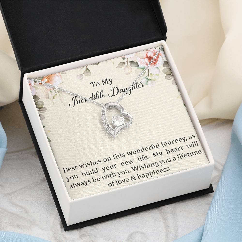 To My Bride Gifts, Best Wishes, Forever Love Heart Necklace For Women, Wedding Day Thank You Ideas From Mom