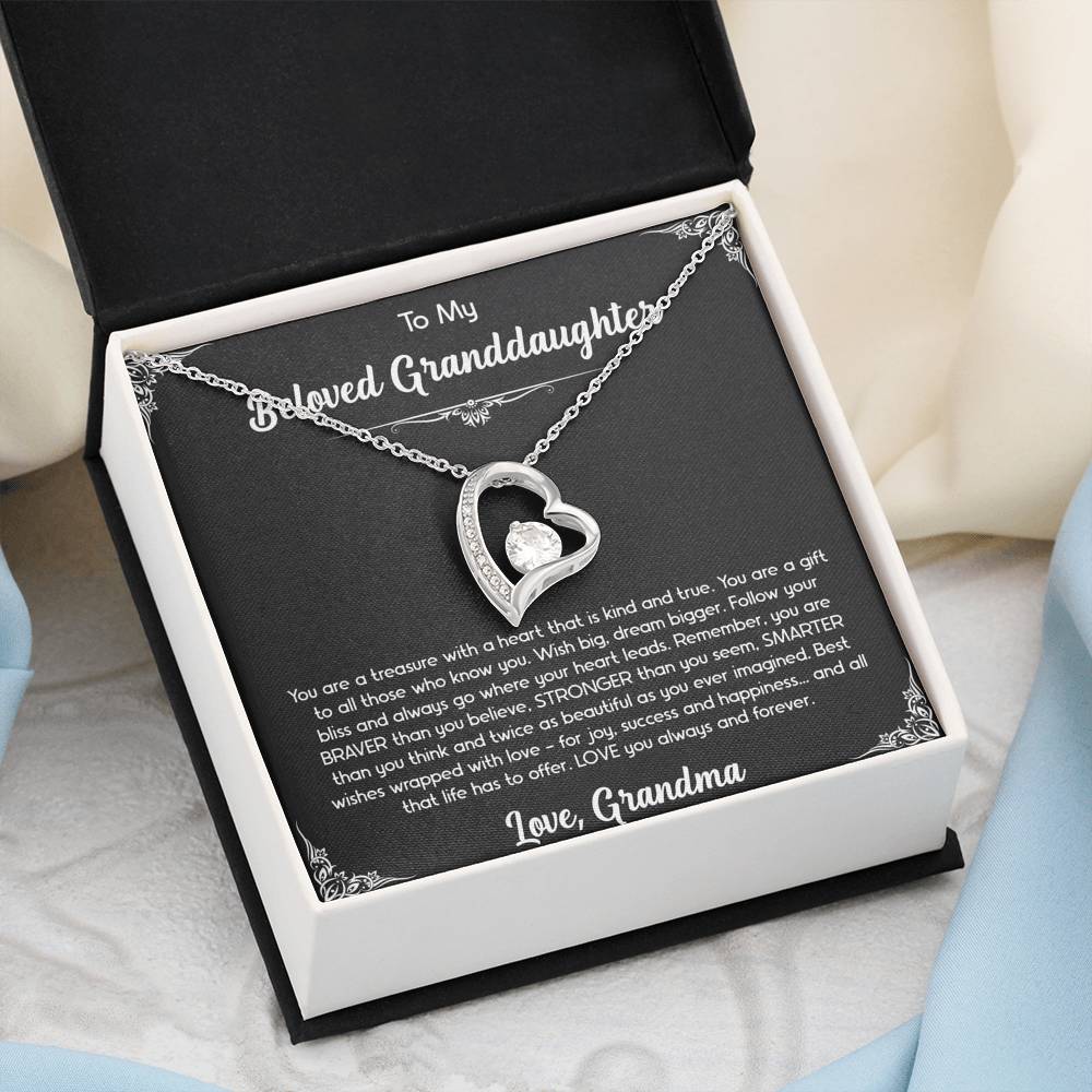 To My Granddaughter Gifts, You Are A Gift, Forever Love Heart Necklace For Women, Birthday Present Idea From Grandma