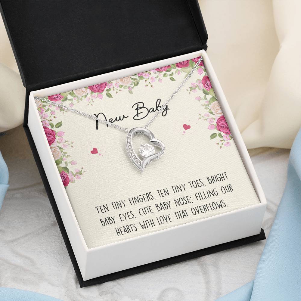 Gift for Expecting Mom, Ten Tiny Fingers, Mom to Be Forever Love Heart Necklace For Women, Pregnancy Gift For New Mother