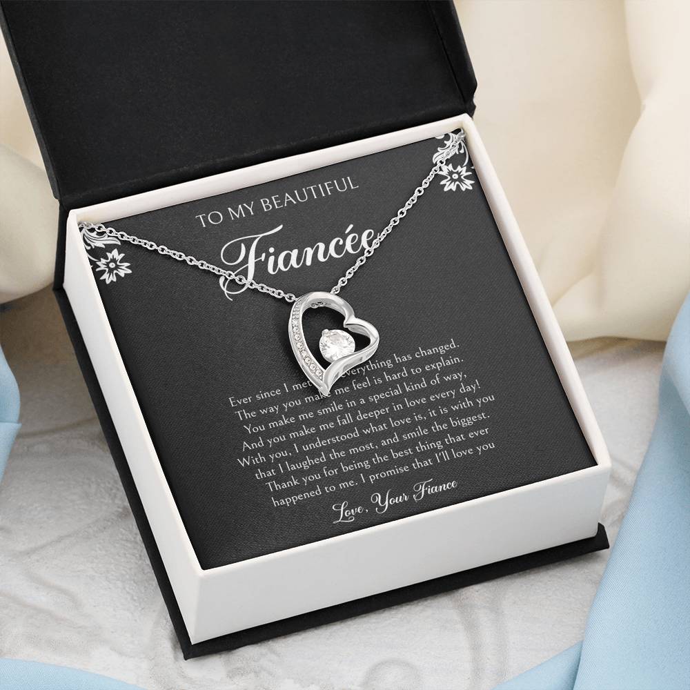 To My Fiancée, I'll Love You Forever, Forever Love Heart Necklace For Women, Anniversary Birthday Valentines Day Gifts From Fiancé