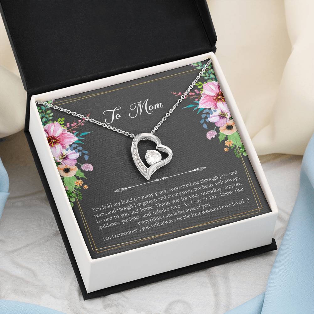 Mom of the Groom Gifts, First Woman I Ever Loved, Forever Love Heart Necklace For Women, Wedding Day Thank You Ideas From Groom