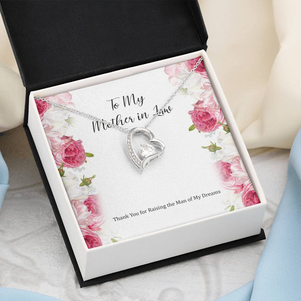 To My Mother-in-Law Gifts, Raising The Man Of My Dreams, Forever Love Heart Necklace, Birthday Mothers Day Present From Daughter-in-law