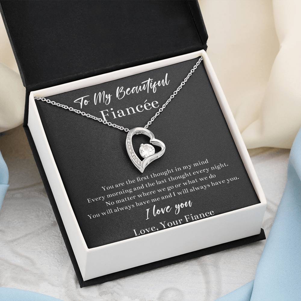 To My Fiancée, You Will Always Have Me, Forever Love Heart Necklace For Women, Anniversary Birthday Valentines Day Gifts From Fiancé