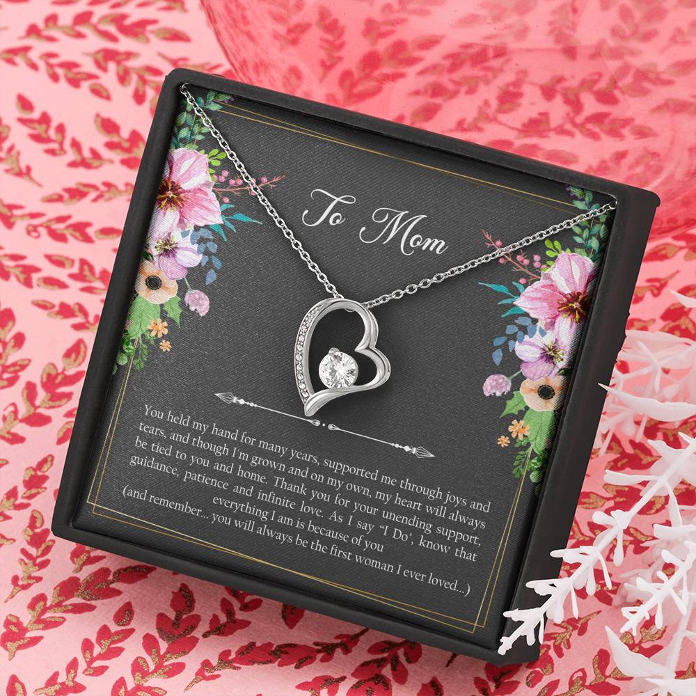 Mom of the Groom Gifts, First Woman I Ever Loved, Forever Love Heart Necklace For Women, Wedding Day Thank You Ideas From Groom