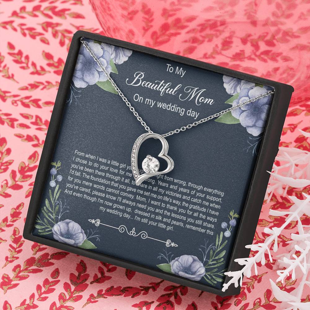 Mom of the Bride Gifts, You Thought Me Right From Wrong, Forever Love Heart Necklace For Women, Wedding Day Thank You Ideas From Bride