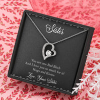 Load image into Gallery viewer, To My Badass Sister Gifts, Hugs And Kisses, Forever Love Heart Necklace For Women, Birthday Present Idea From Sister

