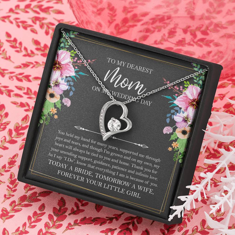 Mom of the Bride Gifts, You Held My Hand for Many Years, Forever Love Heart Necklace For Women, Wedding Day Thank You Ideas From Bride