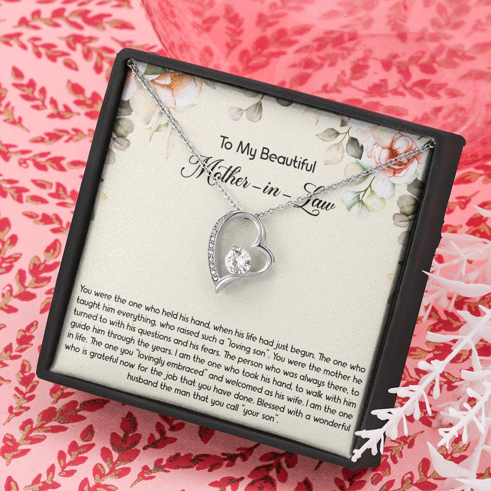 To My Mother-in-Law Gifts, The One Who Held His Hand, Forever Love Heart Necklace For Women, Birthday Mothers Day Present From Daughter-in-law
