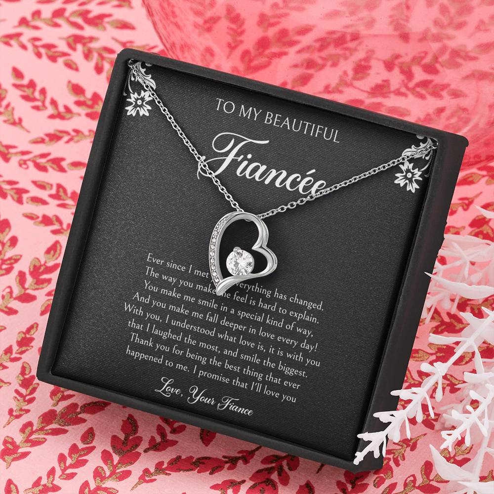 To My Fiancée, I'll Love You Forever, Forever Love Heart Necklace For Women, Anniversary Birthday Valentines Day Gifts From Fiancé