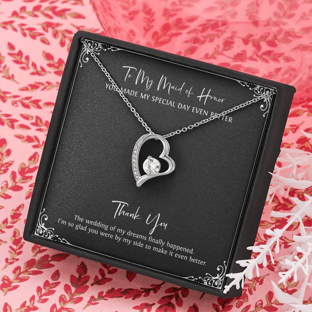 To My Maid Of Honor Gifts, I'm Glad You're By My Side, Forever Love Heart Necklace For Women, Wedding Day Thank You Ideas From Bride