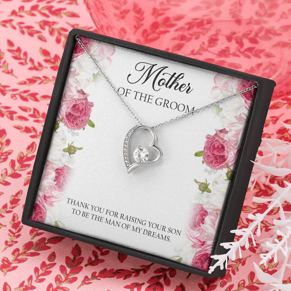 Mom of the Groom Gifts, Thank You For Raising Your Son, Forever Love Heart Necklace For Women, Wedding Day Thank You Ideas From Bride