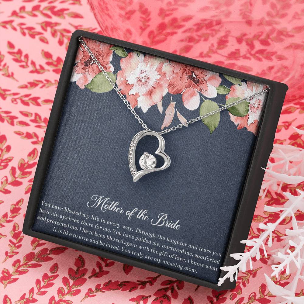 To My Mom of the Bride Gifts, You Have Blessed My Life, Forever Love Heart Necklace For Women, Wedding Day Thank You Ideas From Bride