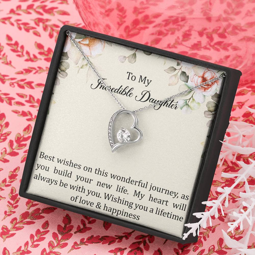 To My Bride Gifts, Best Wishes, Forever Love Heart Necklace For Women, Wedding Day Thank You Ideas From Mom