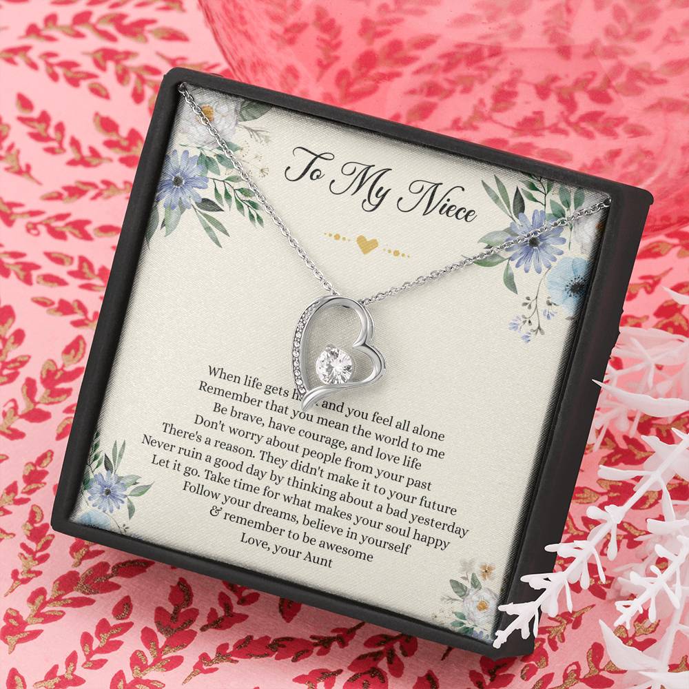 To My Niece Gifts, When Life Gets Hard And You Feel All Alone, Forever Love Heart Necklace For Women, Niece Birthday Present From Aunt