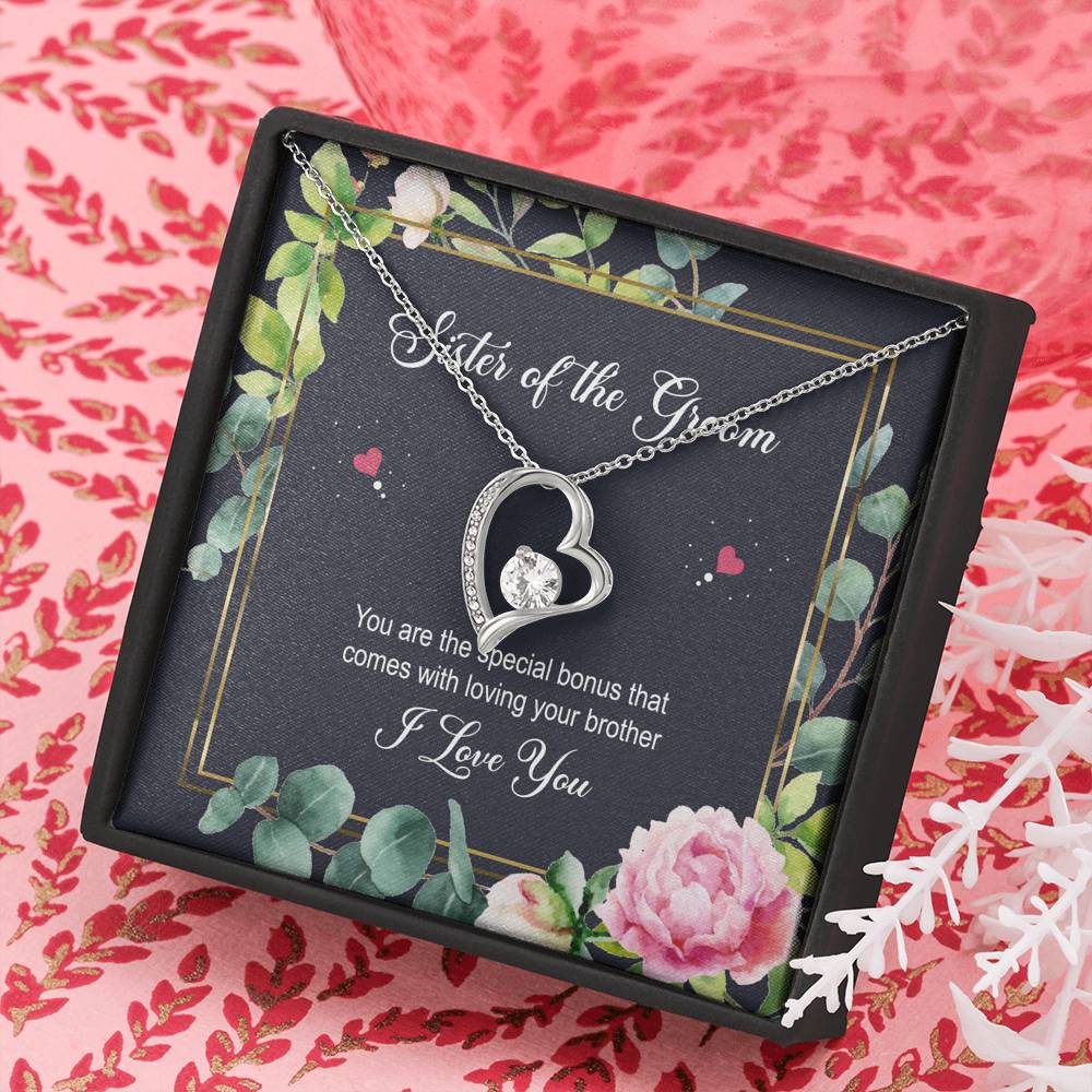 Sister of the Groom Gifts, You Are The Special Bonus, Forever Love Heart Necklace For Women, Wedding Day Thank You Ideas From Bride