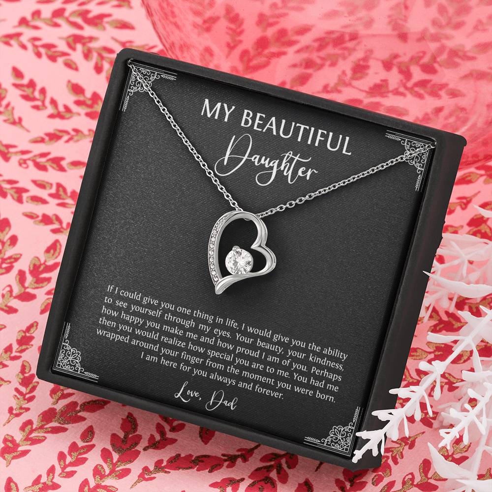 To My Daughter  Gifts, I Am Here For You, Forever Love Heart Necklace For Women, Birthday Present Idea From Dad
