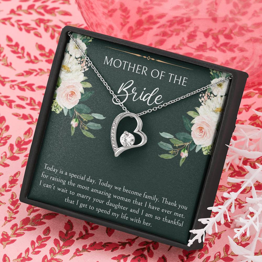 Mom of the Bride Gifts, Today We Become Family, Forever Love Heart Necklace For Women, Wedding Day Thank You Ideas From Groom
