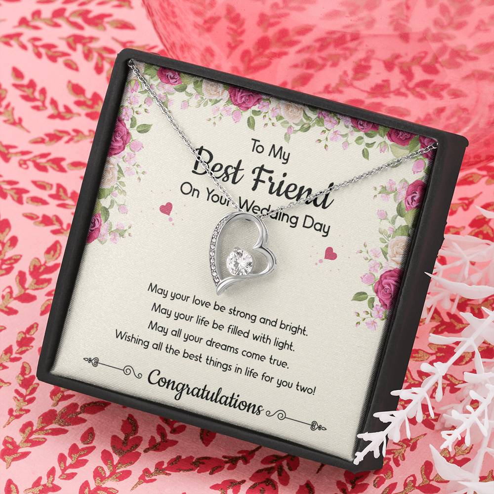 Bride Gifts, May Your Love Be Strong And Bright, Forever Love Heart Necklace For Women, Wedding Day Thank You Ideas From Best Friend