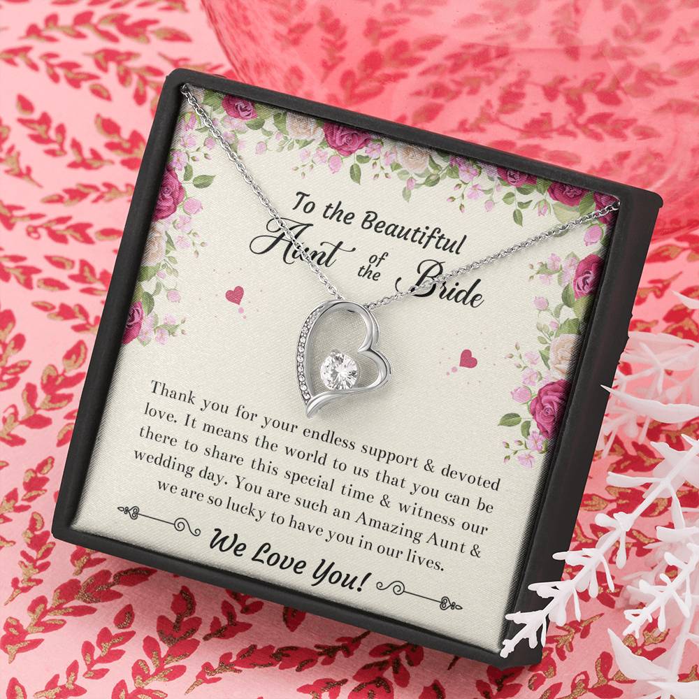 Aunt of the Bride Gifts, Thank You For Your Support, Forever Love Heart Necklace For Women, Wedding Day Thank You Ideas From Bride