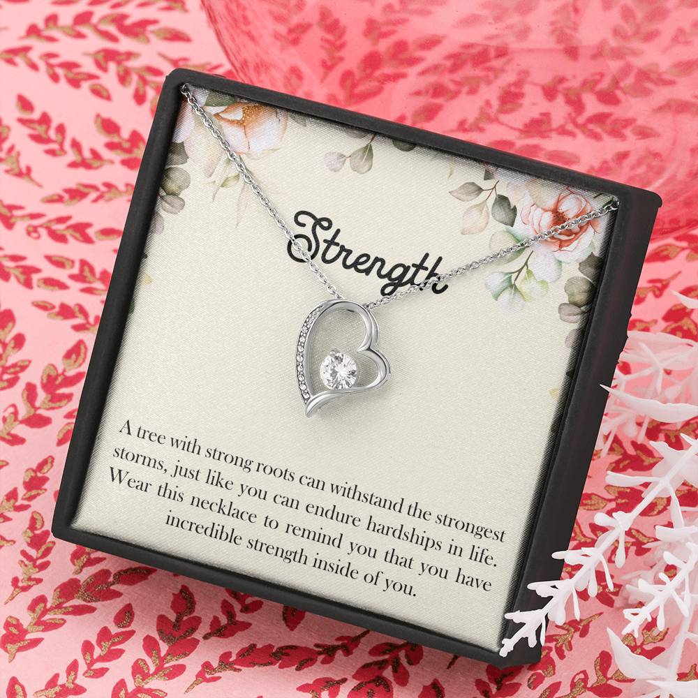 Encouragement Gifts, Strength, Motivational Forever Love Heart Necklace For Women, Sympathy Inspiration Friendship Present