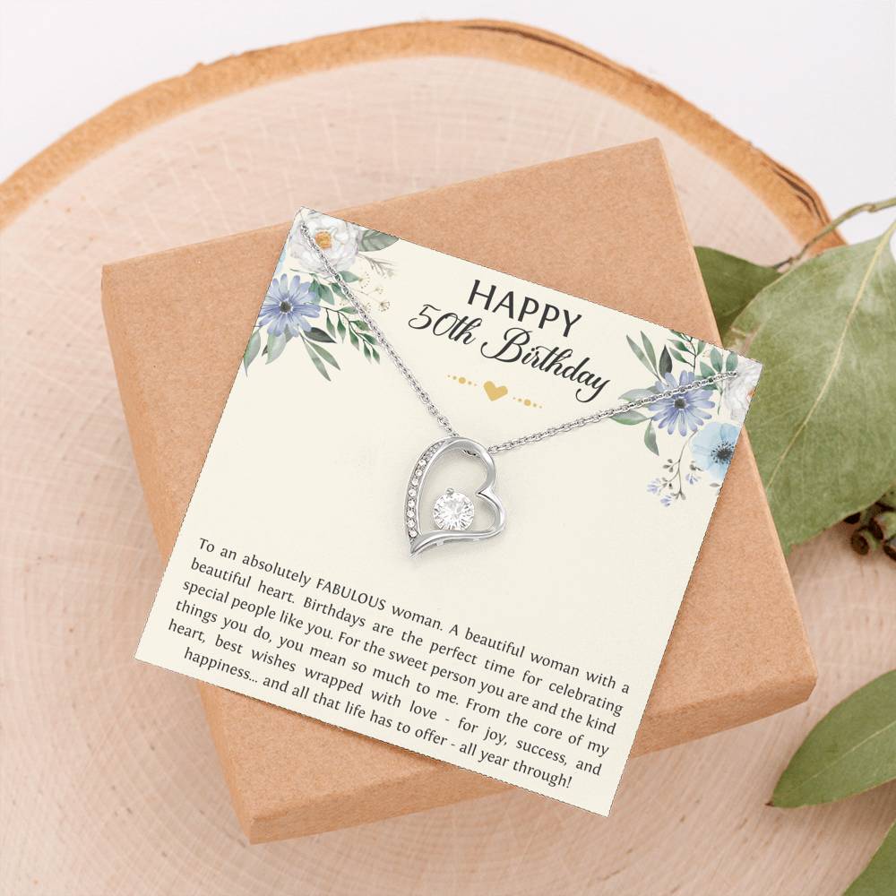 Fabulous Woman Heart Necklace - Forever Love Design | 50th Birthday Gift
