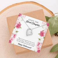 Load image into Gallery viewer, Retirement Gifts, Next Chapter, Happy Retirement Forever Love Heart Necklace For Women, Retirement Party Favor From Friends Coworkers
