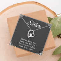 Load image into Gallery viewer, To My Badass Sister Gifts, You&#39;re Amazing, Forever Love Heart Necklace For Women, Birthday Present Idea From Sister
