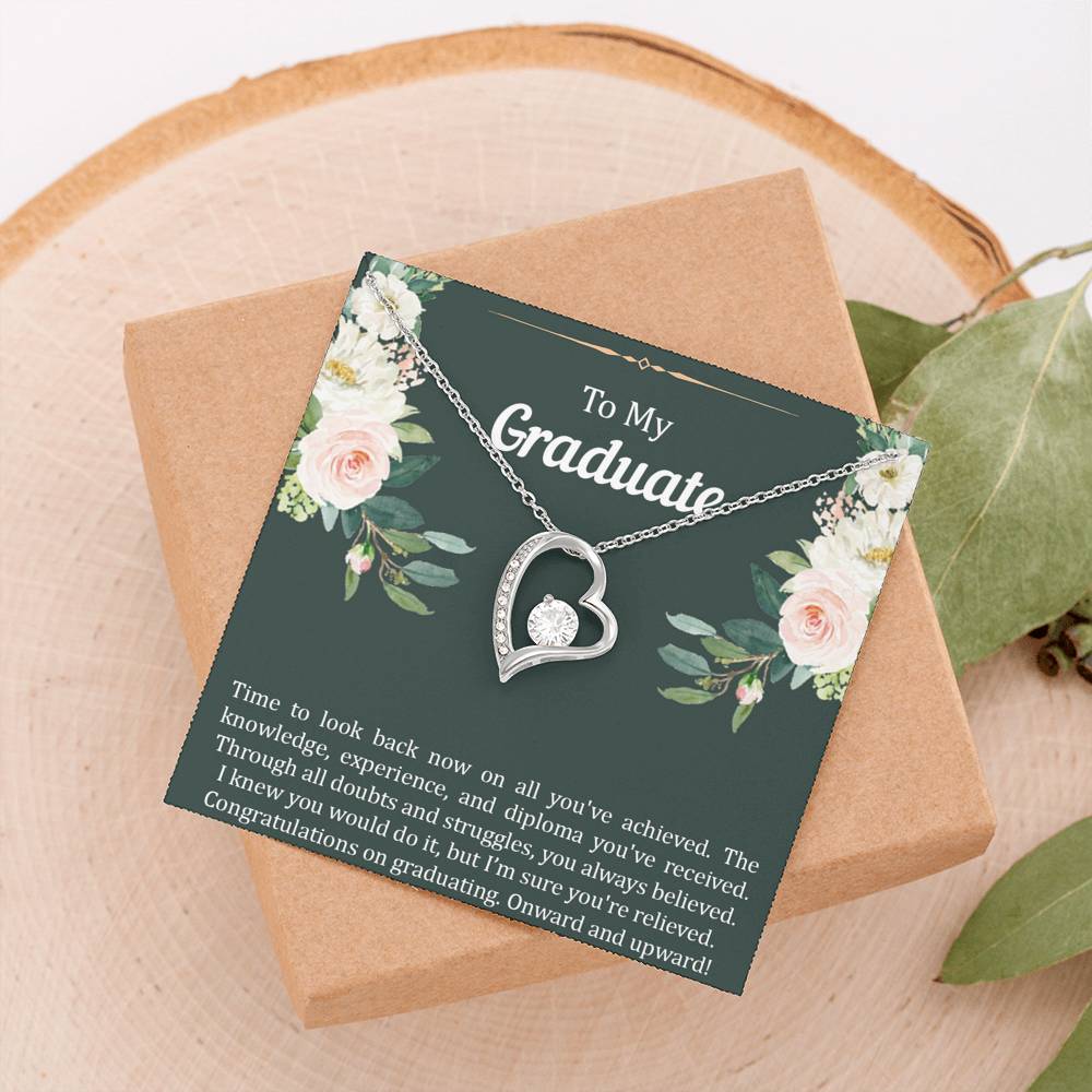 Graduation Gifts, Onward and Upward, Forever Love Heart Necklace For Women, College Preschool High School Graduation Present