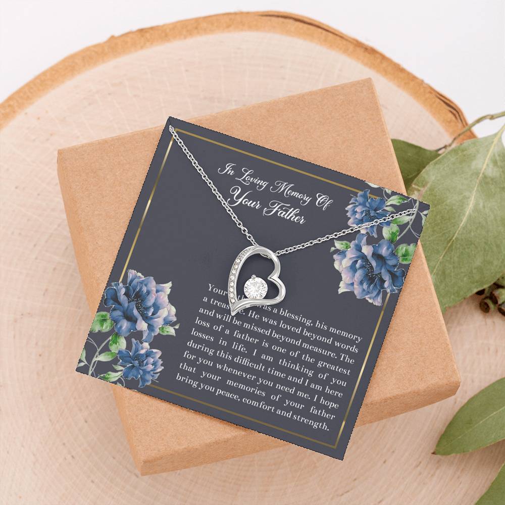 Loss of Father Gifts, In Loving Memory, Sympathy Forever Love Heart Necklace For Loss of Father, Memorial Sorry For Your Loss Present