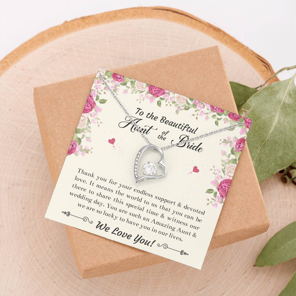 Aunt of the Bride Gifts, Thank You For Your Support, Forever Love Heart Necklace For Women, Wedding Day Thank You Ideas From Bride